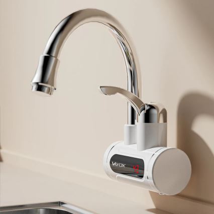 Проточний водонагрівач з LED дисплеєм 3000W/230V IPX4 білий