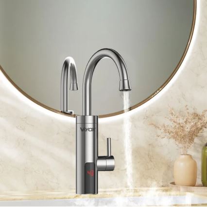 Проточний водонагрівач з LED дисплеєм 3000W/230V IPX4 нержавіюча сталь