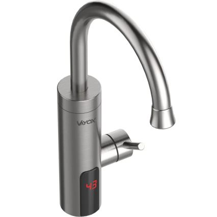 Проточний водонагрівач з LED дисплеєм 3000W/230V IPX4 нержавіюча сталь