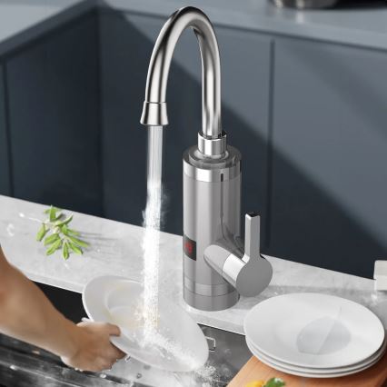 Проточний водонагрівач з LED дисплеєм 3000W/230V IPX4 нержавіюча сталь