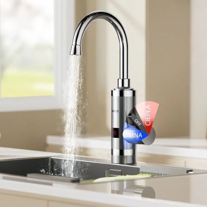 Проточний водонагрівач з LED дисплеєм 3000W/230V IPX4 нержавіюча сталь