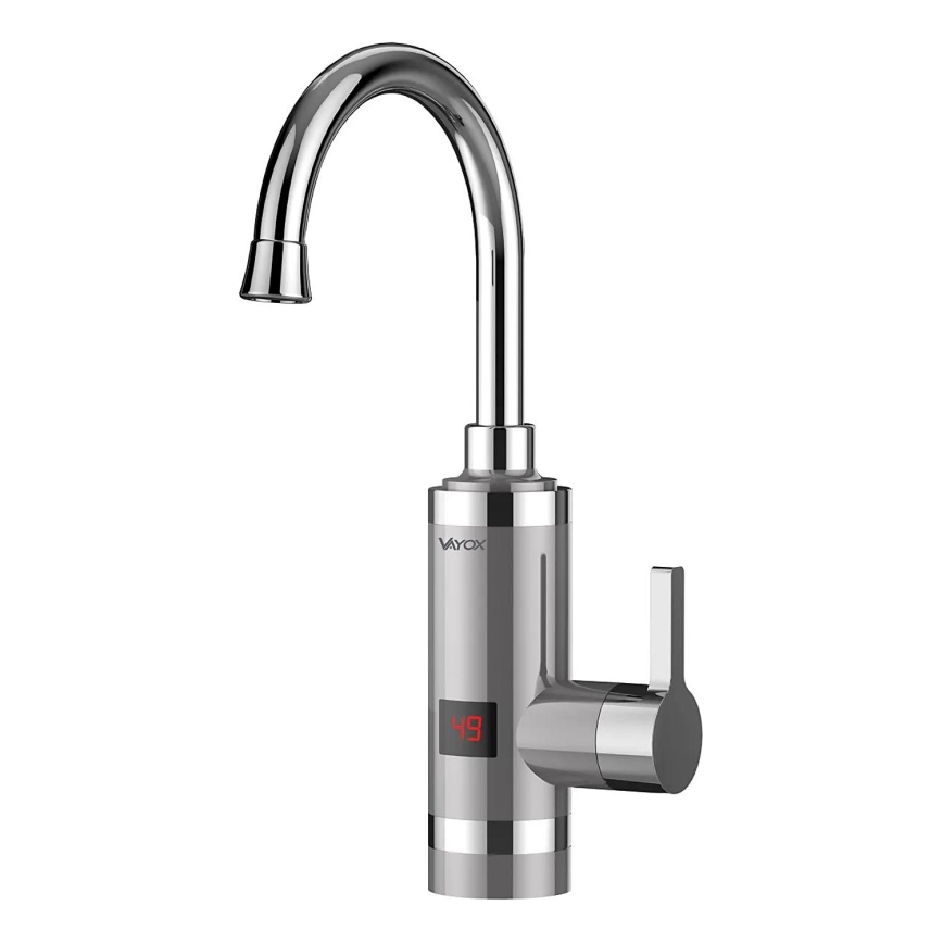 Проточный водонагреватель со светодиодной дисплей 3000W/230V IPX4 нержавеющая сталь