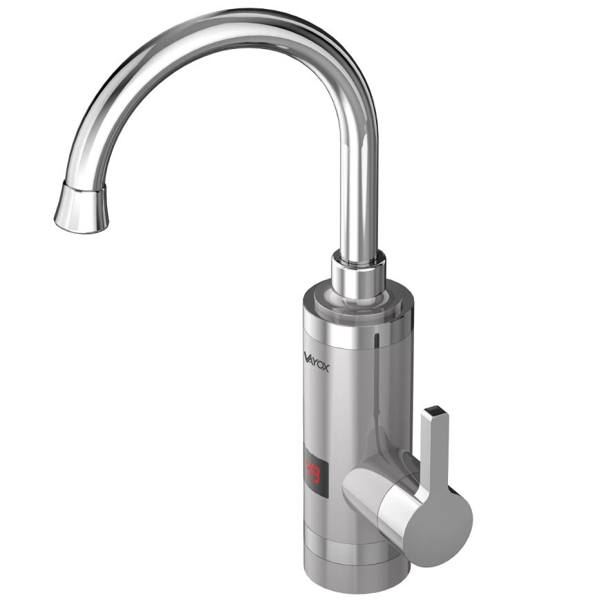 Проточный водонагреватель со светодиодной дисплей 3000W/230V IPX4 нержавеющая сталь