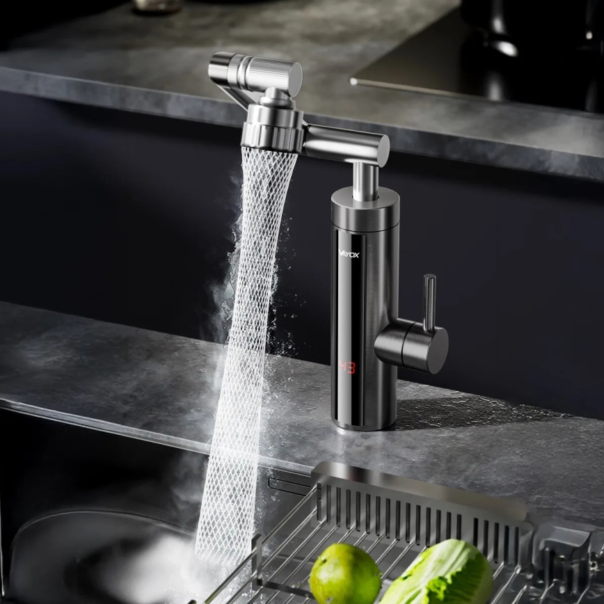 Проточный водонагреватель со светодиодным дисплеем 3000W/230V IPX4 антрацит