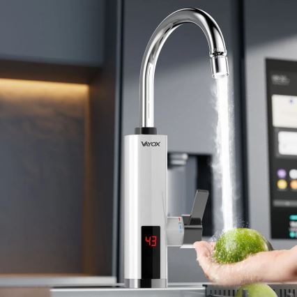 Проточный водонагреватель со светодиодным дисплеем 3000W/230V IPX4 белый