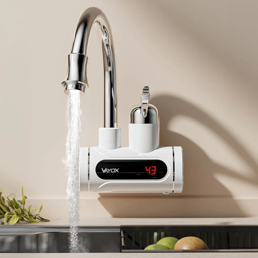 Проточный водонагреватель со светодиодным дисплеем 3000W/230V IPX4 белый