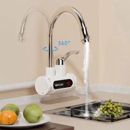 Проточный водонагреватель со светодиодным дисплеем 3000W/230V IPX4 белый