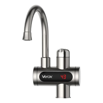 Проточный водонагреватель со светодиодным дисплеем 3000W/230V IPX4 нержавеющая сталь