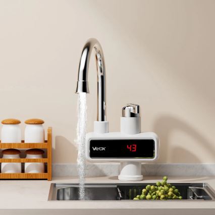 Проточный водонагреватель со светодиодным дисплеем 3000W/230V IPX4 белый