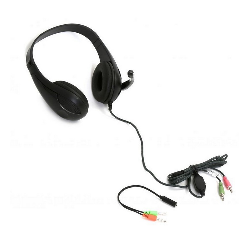 Проводные наушники с микрофоном, черные