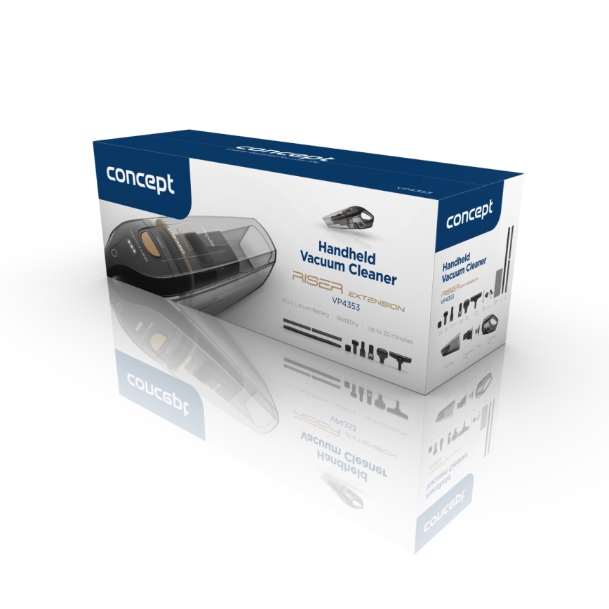 Concept VP4353 - Ручной пылесос WET & DRY с удлинительной трубкой 110 Вт/18,5 В 2200 мАч черный