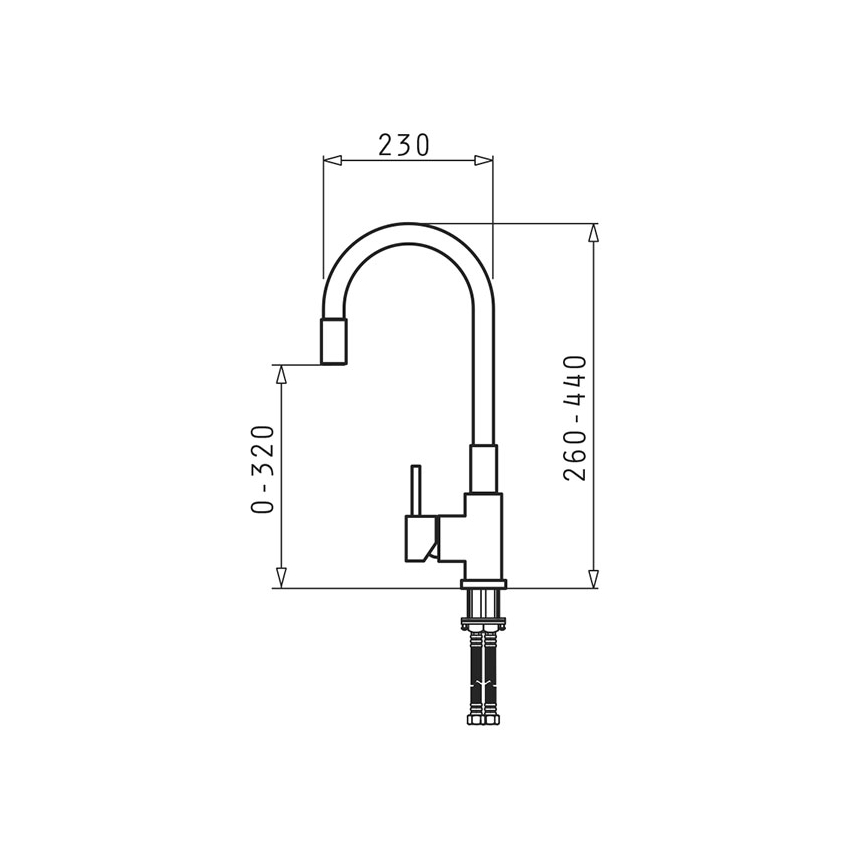 Pyramis 90938001 - Змішувач для мийки з гнучким виливом FLESSI сірий