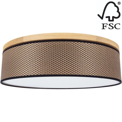 Потолочный светильник BENITA 4xE27/25W/230V диаметр 58 см коричневый/дуб – сертифицировано FSC