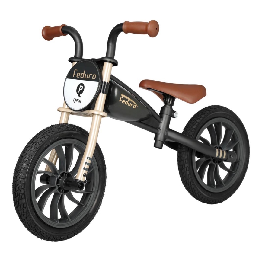 QPlay - Беговел FEDURO черный/золотистый