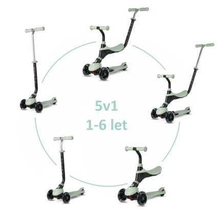 QPlay - Детский самокат с LED-колесами 5 в 1 SEMA PRO зелёный