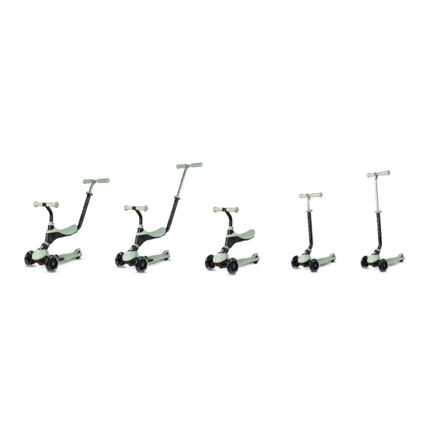 QPlay - Детский самокат с LED-колесами 5 в 1 SEMA PRO зелёный