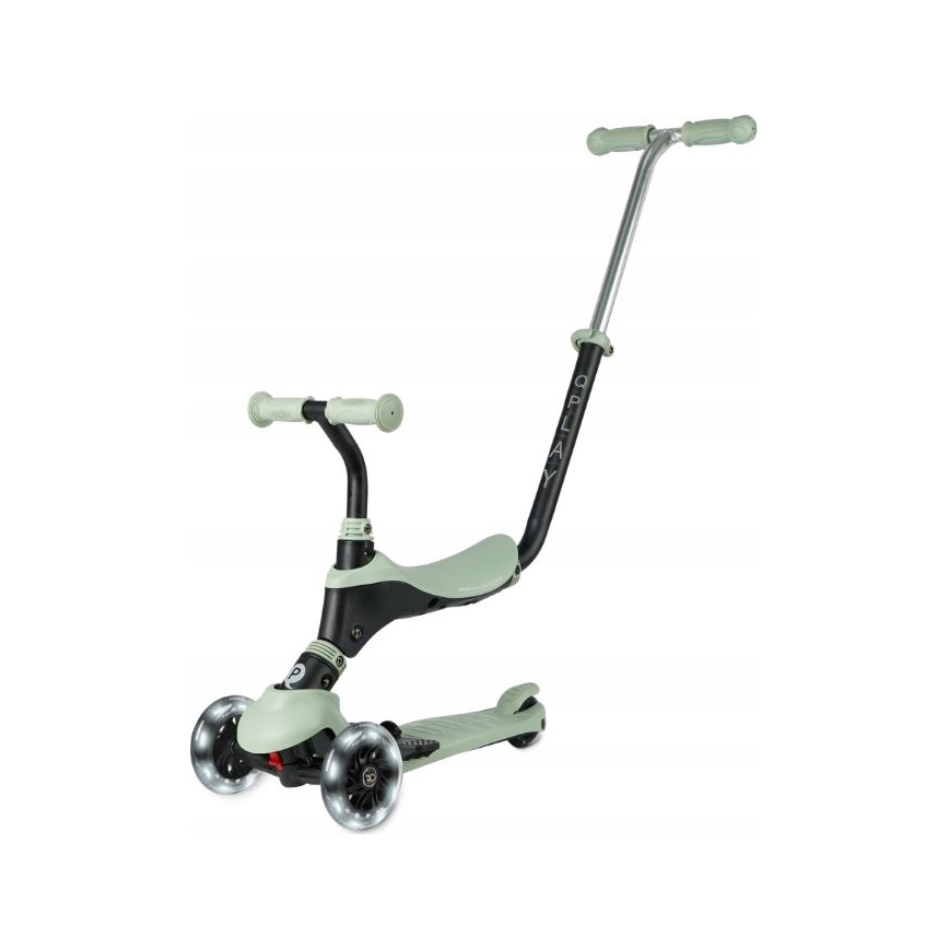 QPlay - Детский самокат с LED-колесами 5 в 1 SEMA PRO зелёный