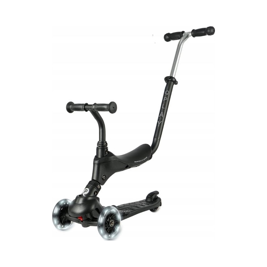 QPlay - детский самокат SEMA PRO 5 в 1 с LED-колёсами, чёрный