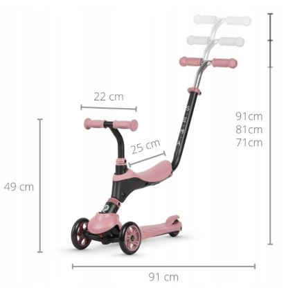 QPlay - Дитячий самокат 4в1 SEMA рожевий