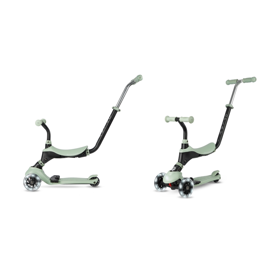 QPlay - дитячий самокат SEMA PRO 5 в 1 зі світлодіодними колесами, зелений