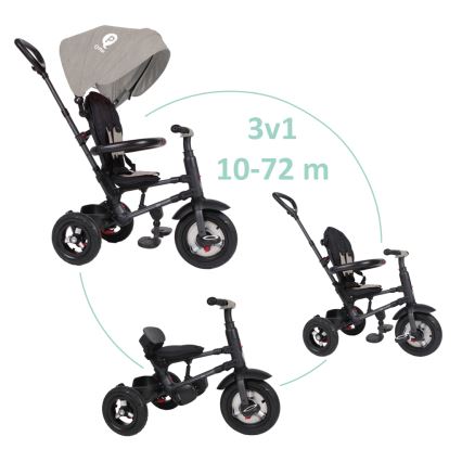 QPlay - Дитячий триколісний велосипед 3в1 RITO AIR сірий