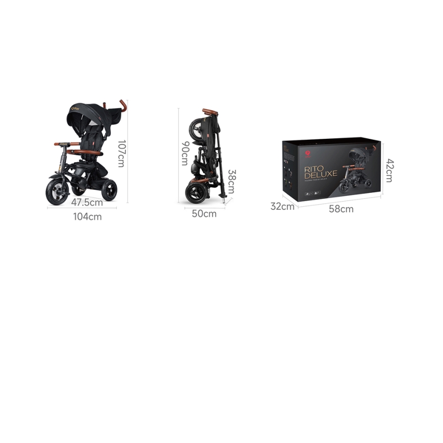 QPlay - Дитячий триколісний велосипед 6 в 1 RITO DELUXE, сірий