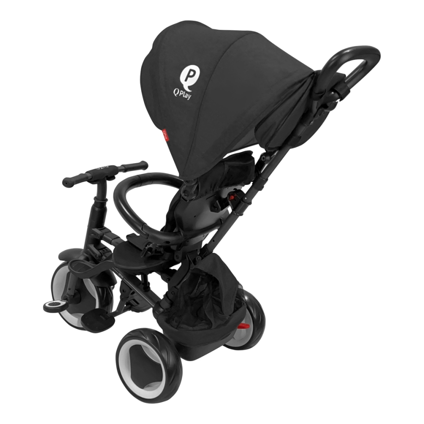 QPlay - Дитячий триколісний велосипед 3 в 1 RITO EVA PLUS чорний