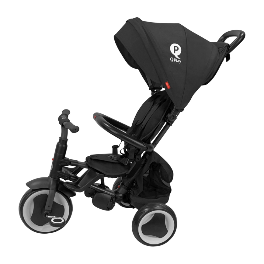 QPlay - Дитячий триколісний велосипед 3 в 1 RITO EVA PLUS чорний
