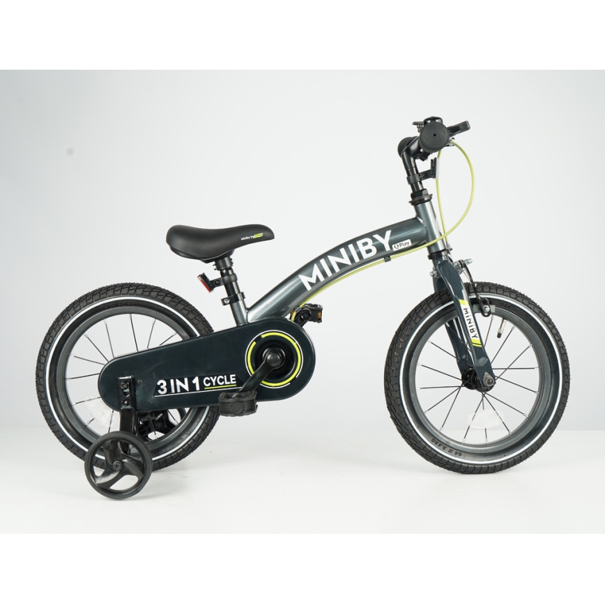 QPlay - Дитячий велосипед 14 MINIBY 3 в 1 сірий