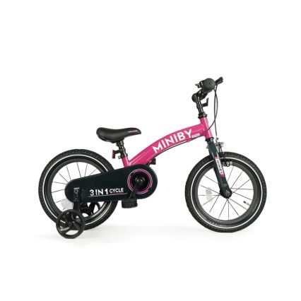 QPlay - Дитячий велосипед 14" MINIBY 3в1 рожевий