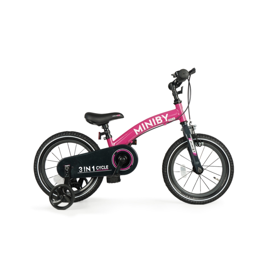 QPlay - Дитячий велосипед 14" MINIBY 3в1 рожевий
