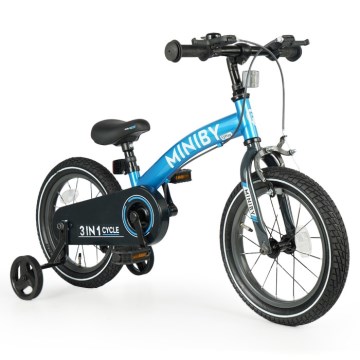 QPlay - Дитячий велосипед 14" MINIBY 3в1 синій
