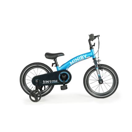QPlay - Дитячий велосипед 14" MINIBY 3в1 синій
