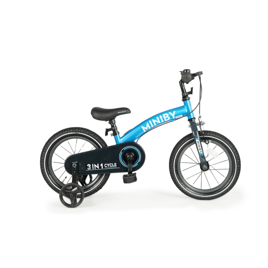 QPlay - Дитячий велосипед 14" MINIBY 3в1 синій