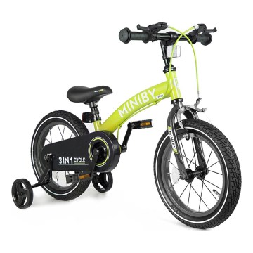 QPlay - Дитячий велосипед 14" MINIBY 3в1 зелений
