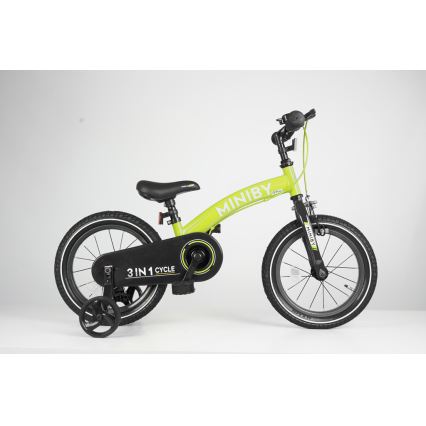 QPlay - Дитячий велосипед 14" MINIBY 3в1 зелений