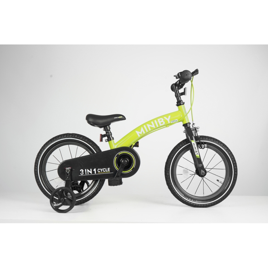 QPlay - Дитячий велосипед 14" MINIBY 3в1 зелений