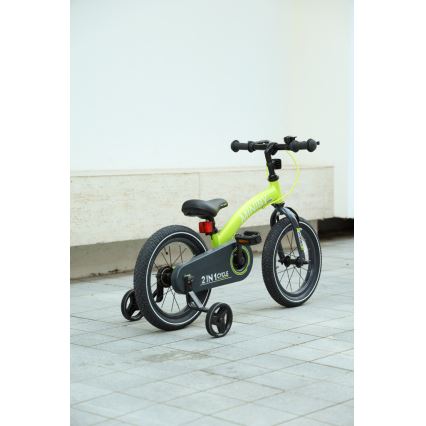 QPlay - Дитячий велосипед 14" MINIBY 3в1 зелений