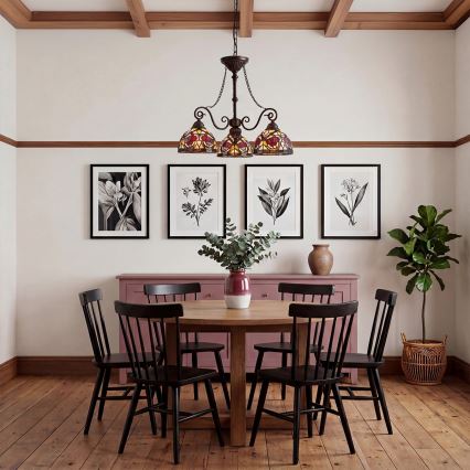 Quoizel - Підвісна люстра на ланцюзі Tiffany LARISSA, 3×E27/60W/230V, діаметр 63,6 см