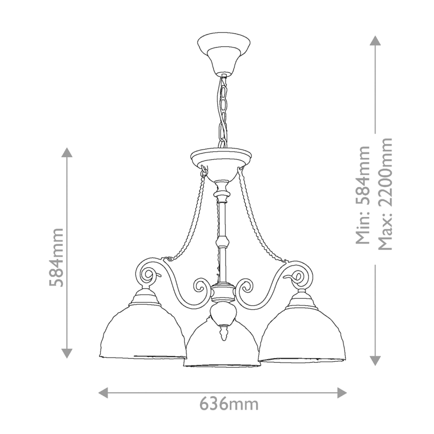 Quoizel - Підвісна люстра на ланцюзі Tiffany LARISSA, 3×E27/60W/230V, діаметр 63,6 см