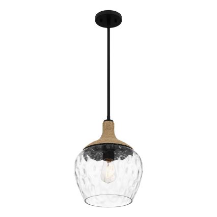 Quoizel - Люстра на штанзі ROYER 1xE27/60W/230V діаметр 30,2 cm прозорий/чорний/бежевий
