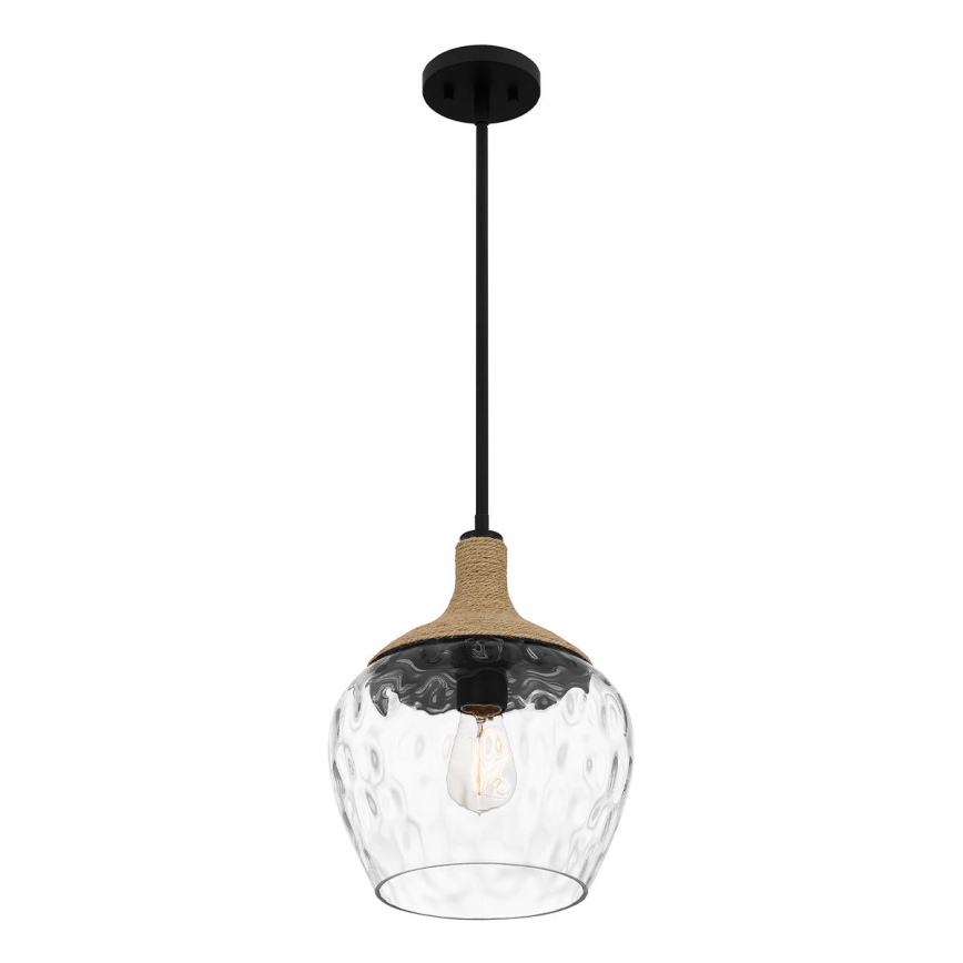Quoizel - Люстра на штанзі ROYER 1xE27/60W/230V діаметр 30,2 cm прозорий/чорний/бежевий