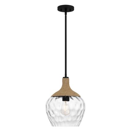 Quoizel - Люстра на штанзі ROYER 1xE27/60W/230V діаметр 30,2 cm прозорий/чорний/бежевий