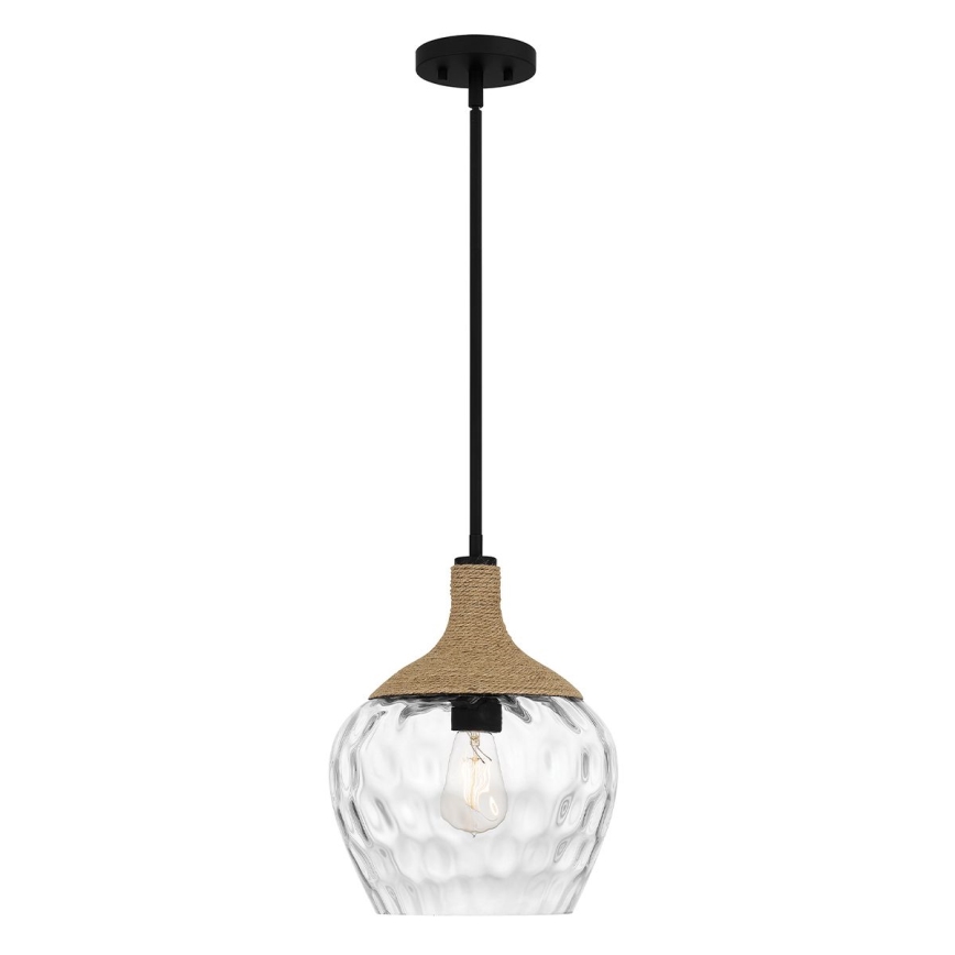 Quoizel - Люстра на штанзі ROYER 1xE27/60W/230V діаметр 30,2 cm прозорий/чорний/бежевий