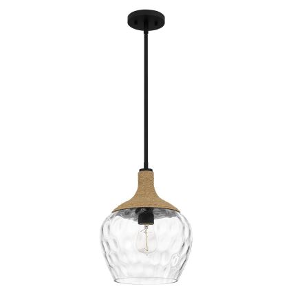 Quoizel - Люстра на штанзі ROYER 1xE27/60W/230V діаметр 30,2 cm прозорий/чорний/бежевий