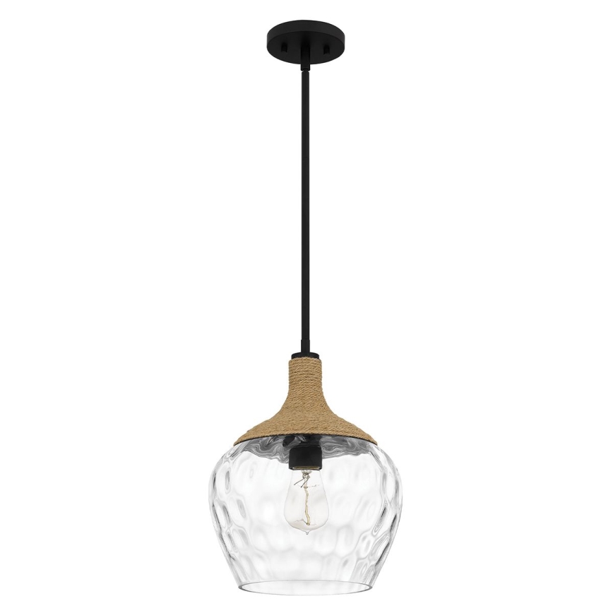 Quoizel - Люстра на штанзі ROYER 1xE27/60W/230V діаметр 30,2 cm прозорий/чорний/бежевий