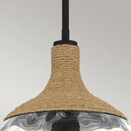 Quoizel - Люстра на штанзі ROYER 1xE27/60W/230V діаметр 30,2 cm прозорий/чорний/бежевий