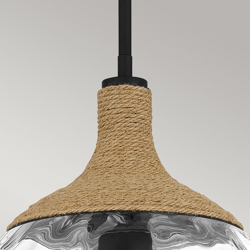 Quoizel - Люстра на штанзі ROYER 1xE27/60W/230V діаметр 30,2 cm прозорий/чорний/бежевий