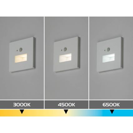 Rabalux - LED сходовий світильник з датчиком руху та сутінків LED/1W/230V 3000/4500/6500K білий