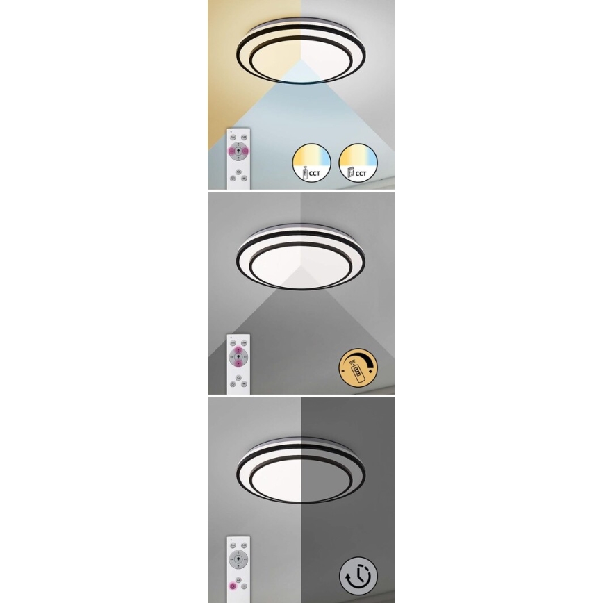 Rabalux - Светодиодный потолочный светильник с регулированием яркости LED/40W/230V 3000-6500K черный + дистанционное управление